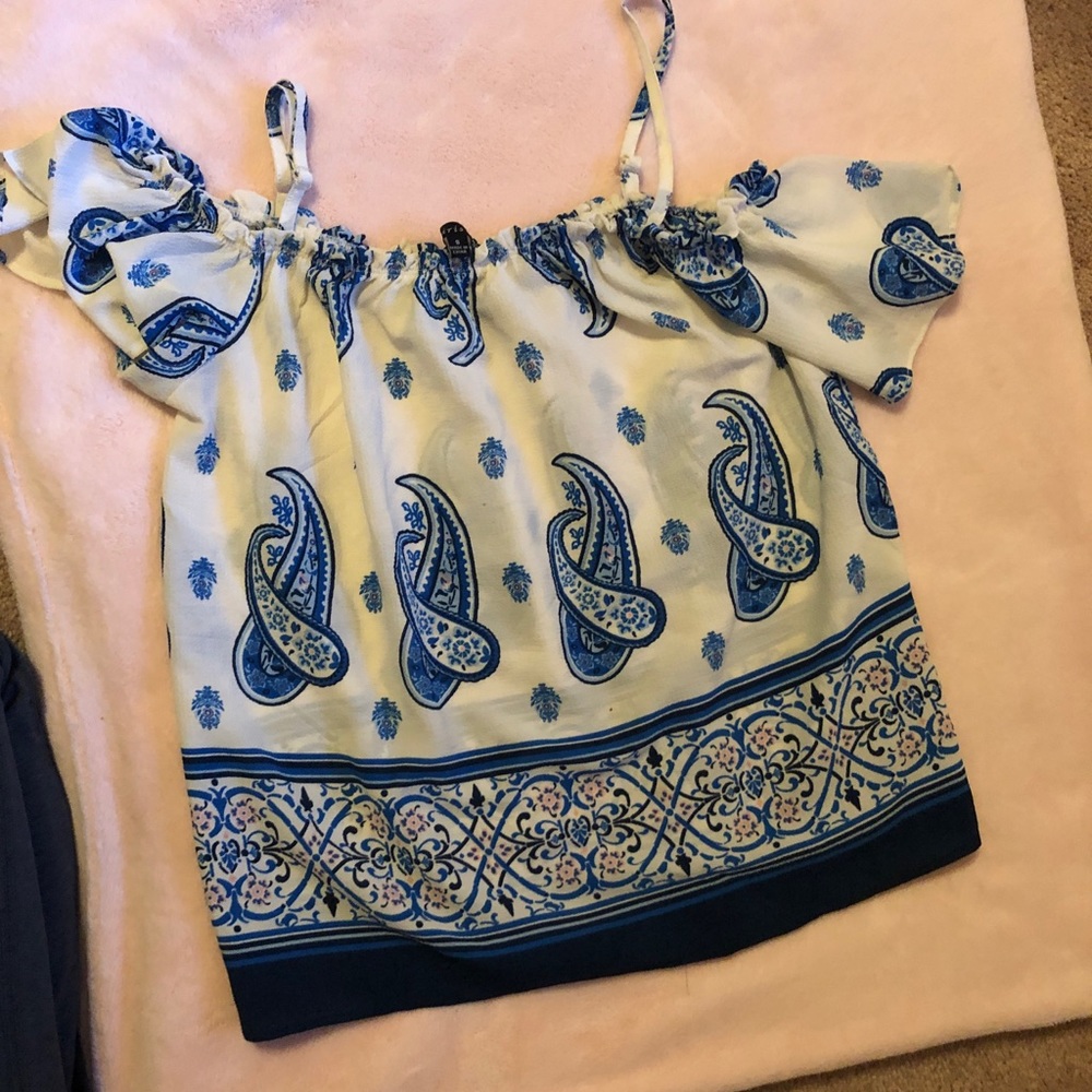 Blue off the shoulder top